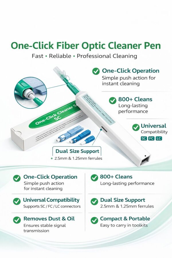 Sc. Click Cleaner Fiber Optic One Click Cleaner for SC/FC/ST Connectors